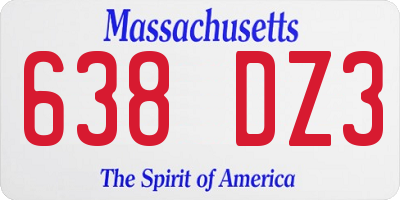 MA license plate 638DZ3