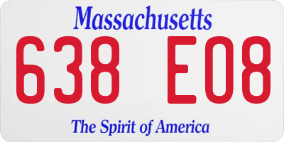 MA license plate 638EO8