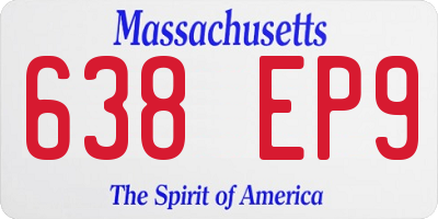 MA license plate 638EP9