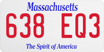 MA license plate 638EQ3