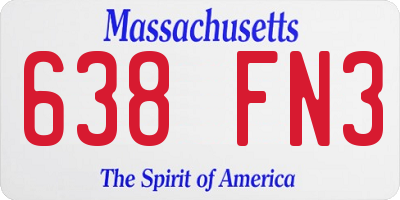 MA license plate 638FN3
