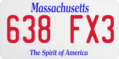 MA license plate 638FX3