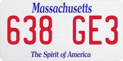 MA license plate 638GE3