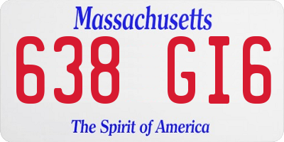 MA license plate 638GI6