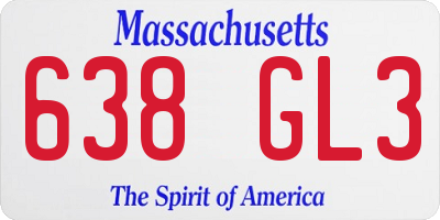 MA license plate 638GL3