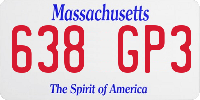 MA license plate 638GP3