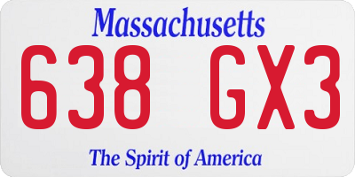 MA license plate 638GX3