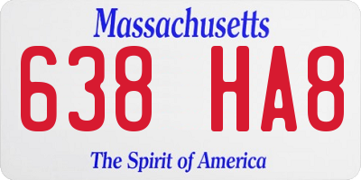 MA license plate 638HA8