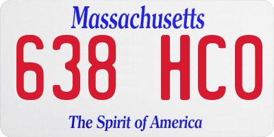 MA license plate 638HC0