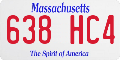MA license plate 638HC4