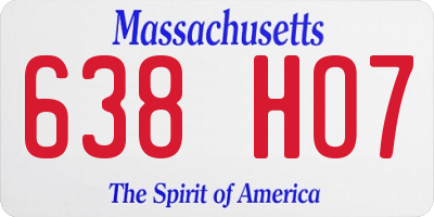 MA license plate 638HO7