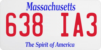 MA license plate 638IA3