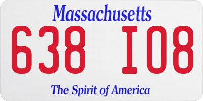MA license plate 638IO8