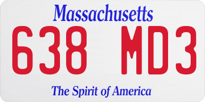 MA license plate 638MD3