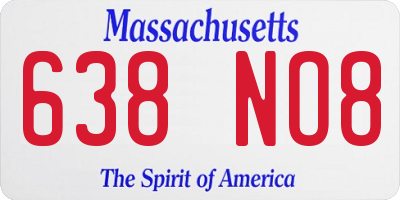 MA license plate 638NO8