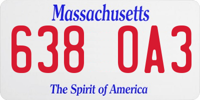 MA license plate 638OA3