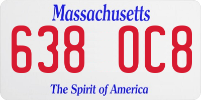 MA license plate 638OC8