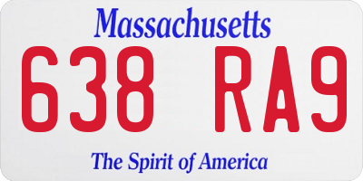 MA license plate 638RA9