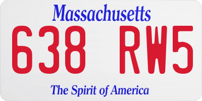 MA license plate 638RW5