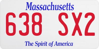 MA license plate 638SX2