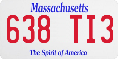 MA license plate 638TI3