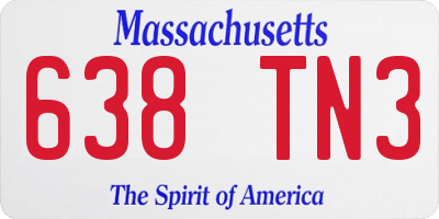 MA license plate 638TN3