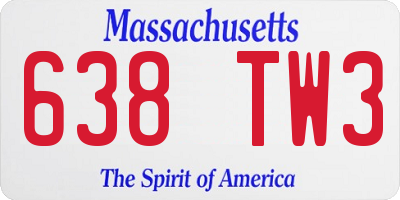 MA license plate 638TW3