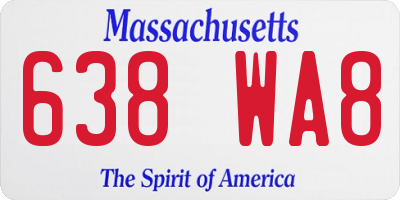 MA license plate 638WA8