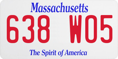 MA license plate 638WO5