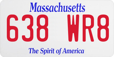 MA license plate 638WR8