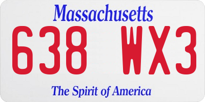 MA license plate 638WX3