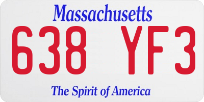 MA license plate 638YF3