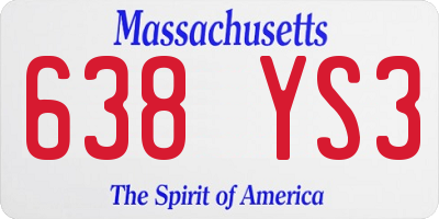 MA license plate 638YS3
