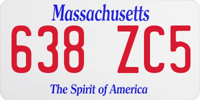 MA license plate 638ZC5