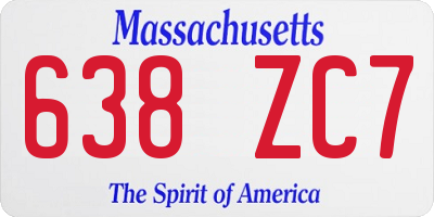 MA license plate 638ZC7