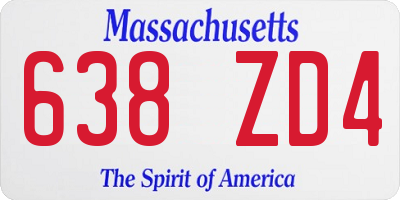 MA license plate 638ZD4