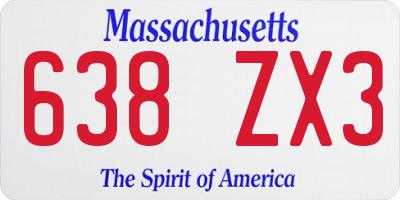 MA license plate 638ZX3