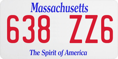 MA license plate 638ZZ6