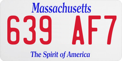 MA license plate 639AF7