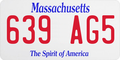 MA license plate 639AG5