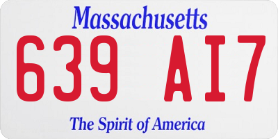 MA license plate 639AI7
