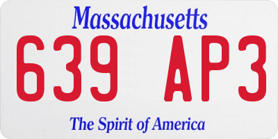 MA license plate 639AP3
