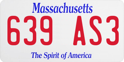 MA license plate 639AS3
