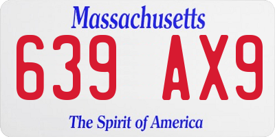 MA license plate 639AX9