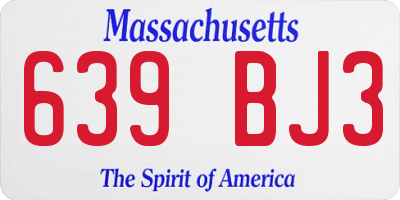 MA license plate 639BJ3