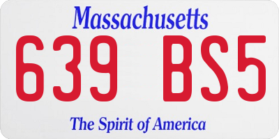 MA license plate 639BS5