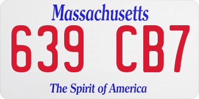 MA license plate 639CB7