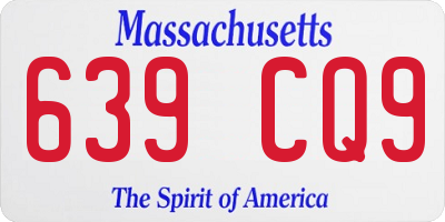 MA license plate 639CQ9