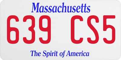 MA license plate 639CS5