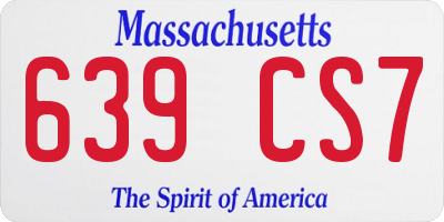 MA license plate 639CS7
